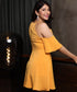 Party Cocktail Cold Shoulder Mustard Dress